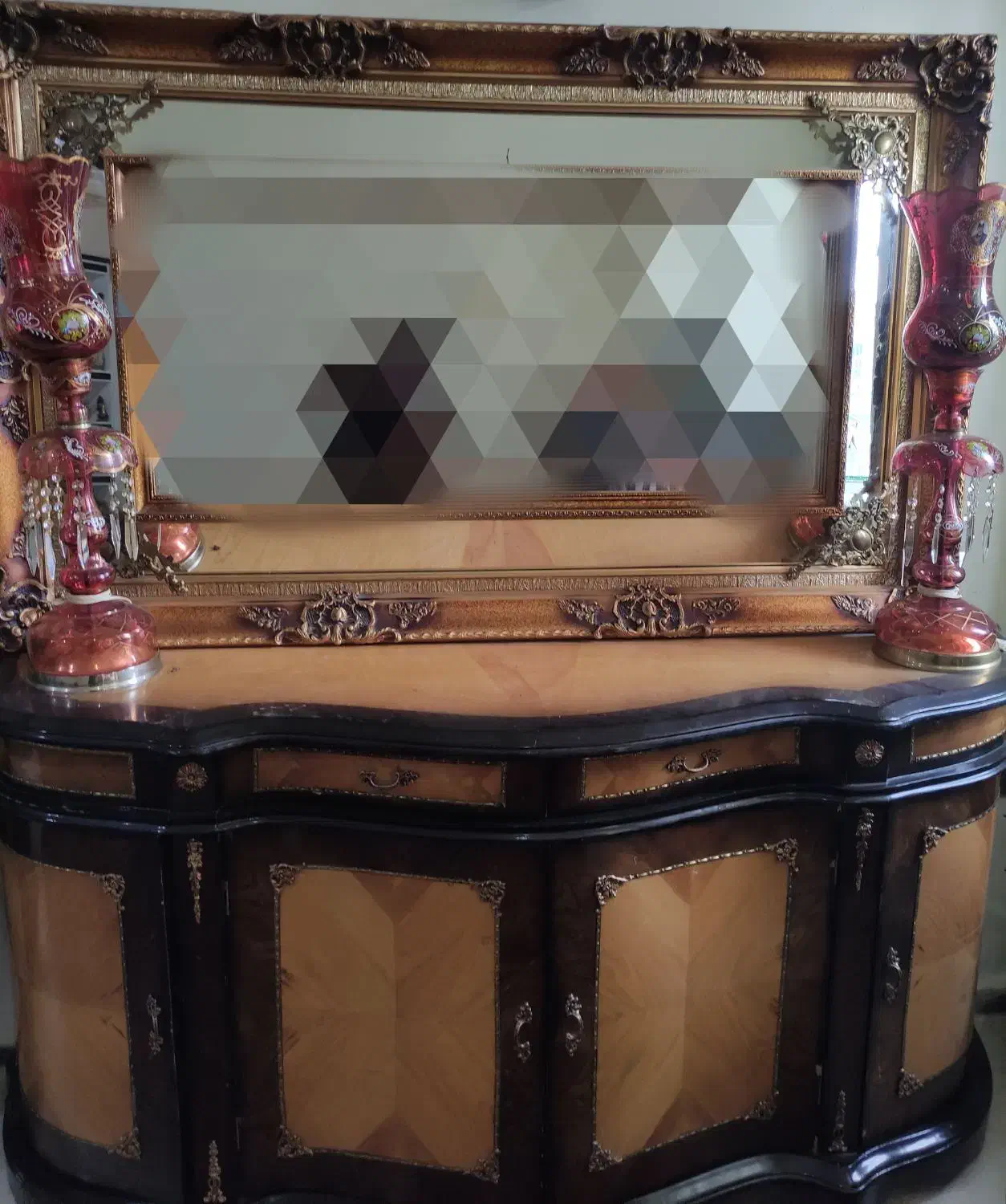 آیینه و کنسول چو گردو|بوفه، ویترین، کنسول|ایوان, |دیوار