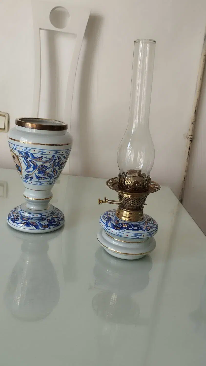 یک جفت چراغ قلم آبی بسیار شیک|کلکسیون اشیاء عتیقه|پرند, فاز ۵|دیوار