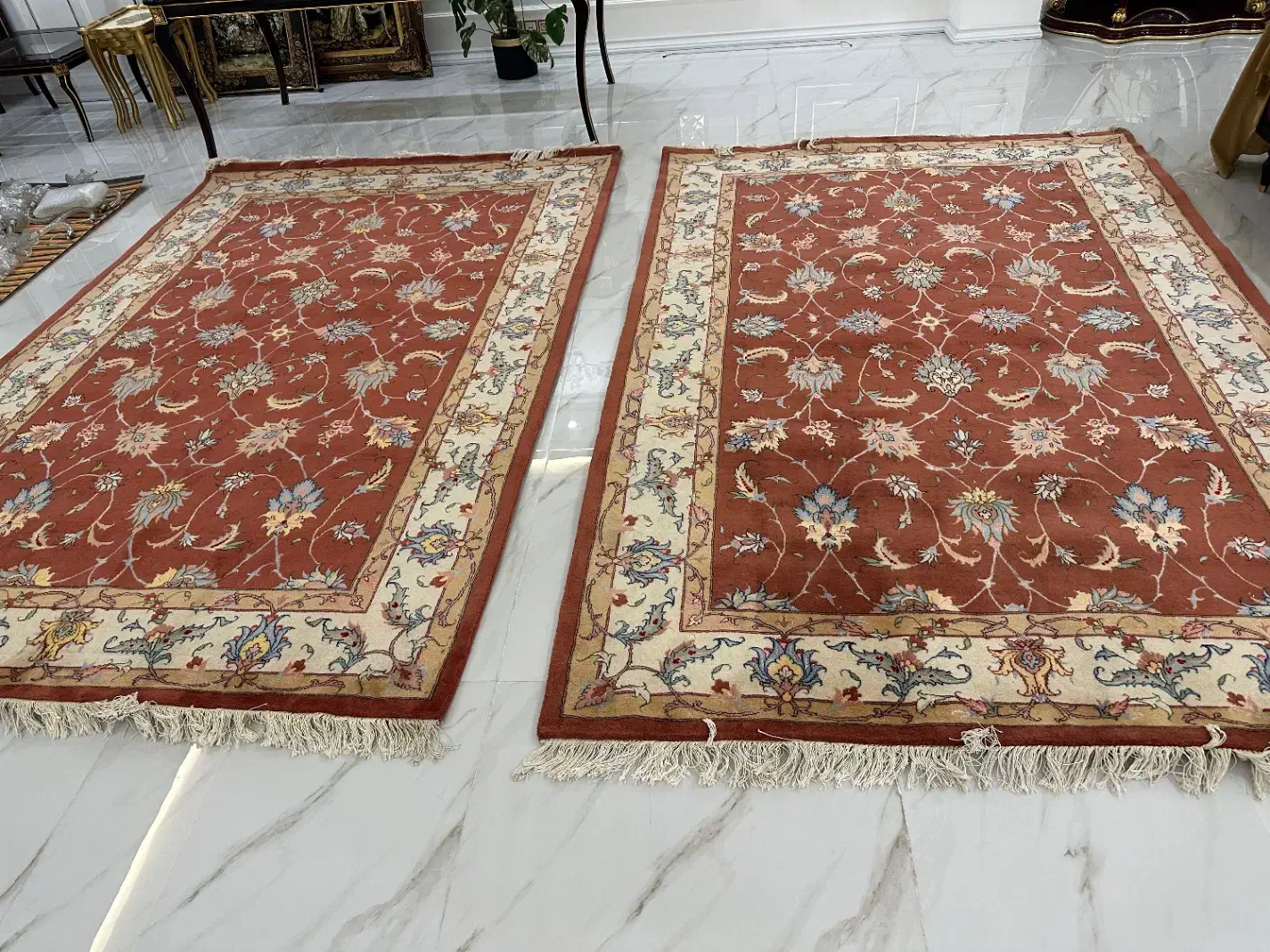 فرش دستبافت جفت ۶ متری تبریز نقشه افشان لاکی|فرش|اردبیل, |دیوار