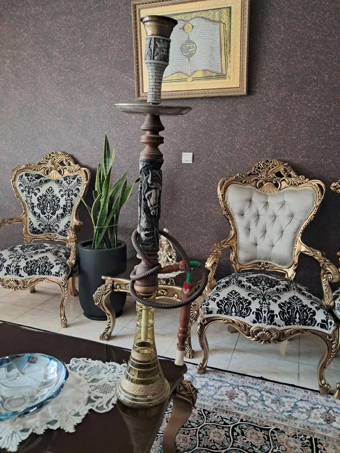 قلیان بدنه چوب و پلی استر نو بدون استفاده|کلکسیون و سرگرمی|پردیس, فاز ۲|دیوار