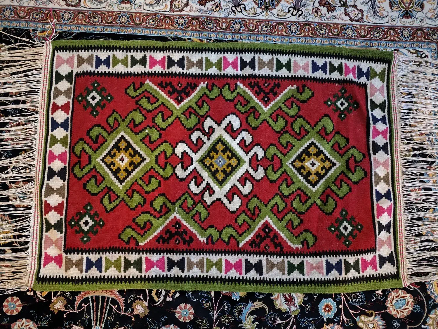 یک جفت گلیم دست بافت تمام پشم|گلیم، جاجیم، گبه|کرمانشاه, |دیوار