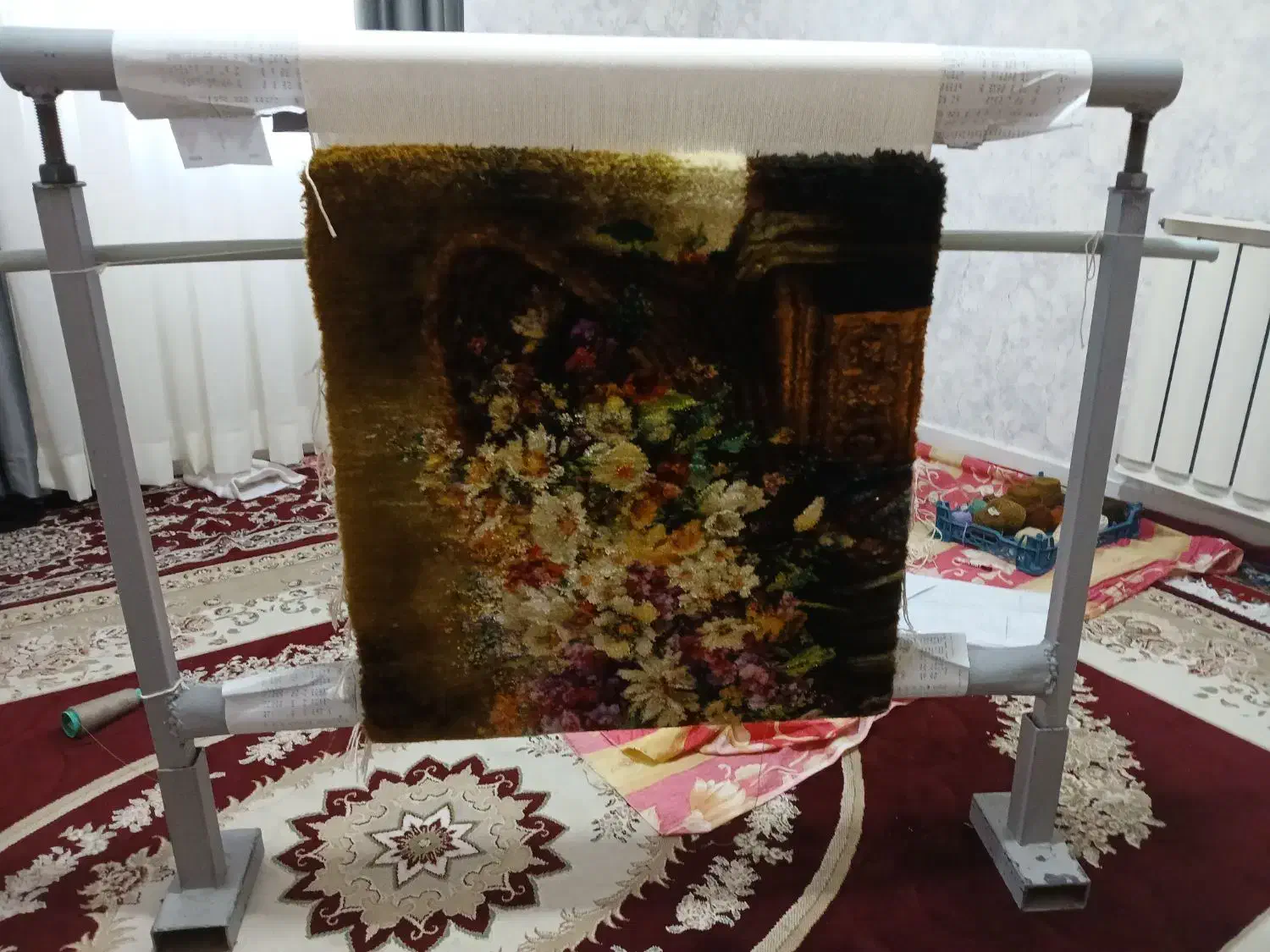 تابلو فرش دستبافت سبد واژگون|تابلو فرش|پرند, فاز ۵|دیوار