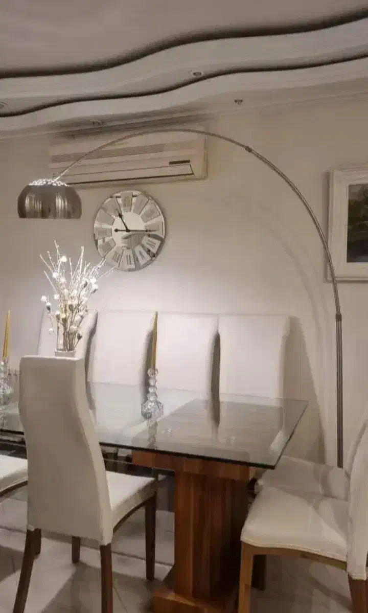 آباژور استیل ضد زنگ مدرن پایه سنگ سایز بزرگ|چراغ خواب و آباژور|مشهد, هفت تیر (آب و برق)|دیوار