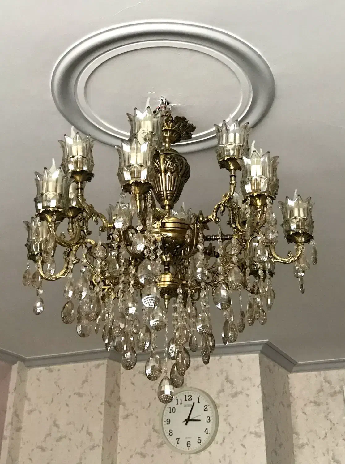 لوستر تمام برنج ۸شاخه ۱۶ شعله|لوستر و چراغ آویز|مشکیندشت, |دیوار