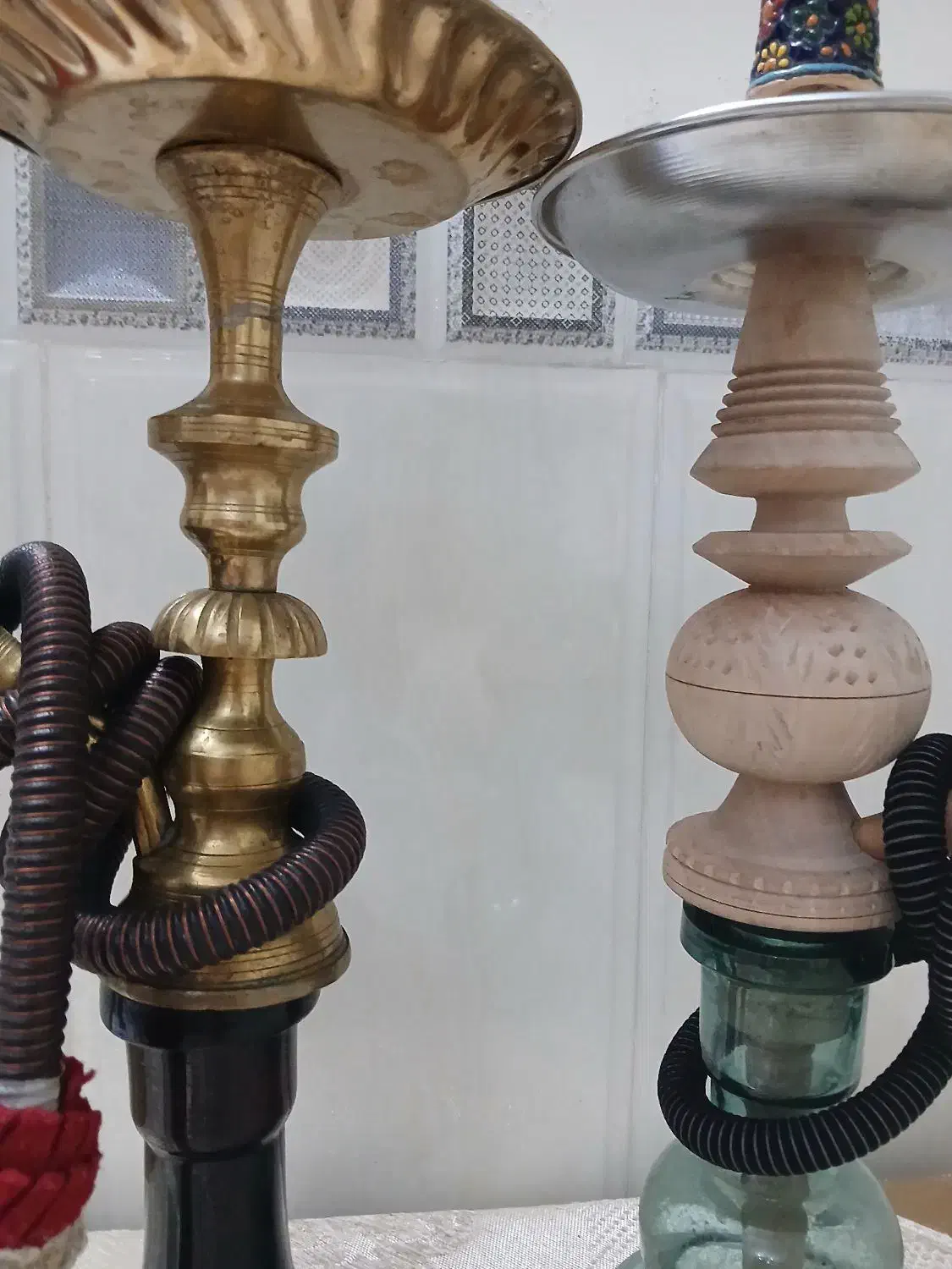 ۲ عدد قلیان تنه چوبی و قلیان تنه برنجی|کلکسیون و سرگرمی|تهران, بهارستان|دیوار