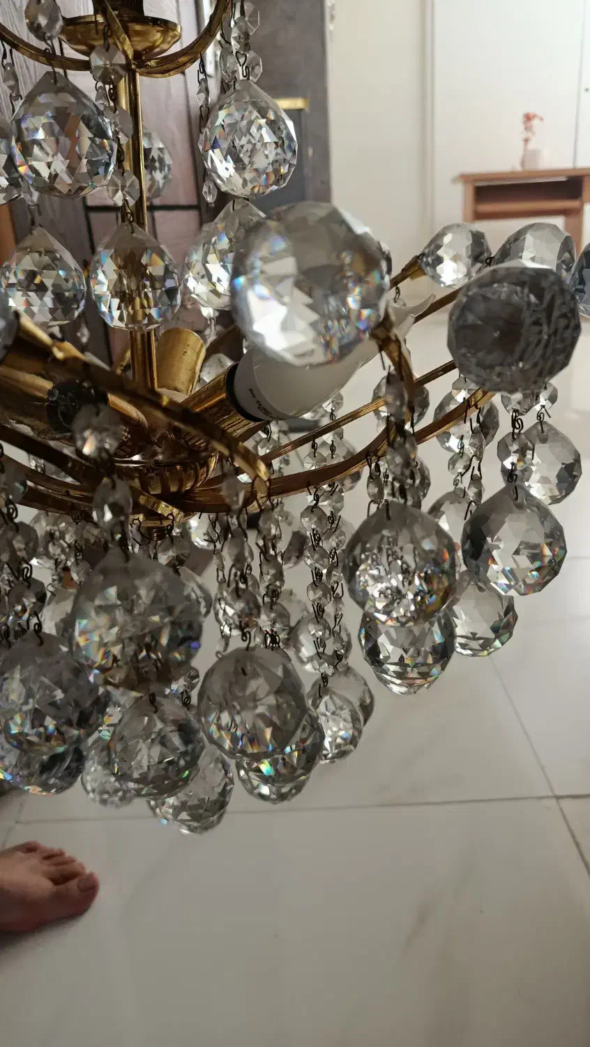 دو عدد لوستر تمام کریستال|لوستر و چراغ آویز|اراک, |دیوار