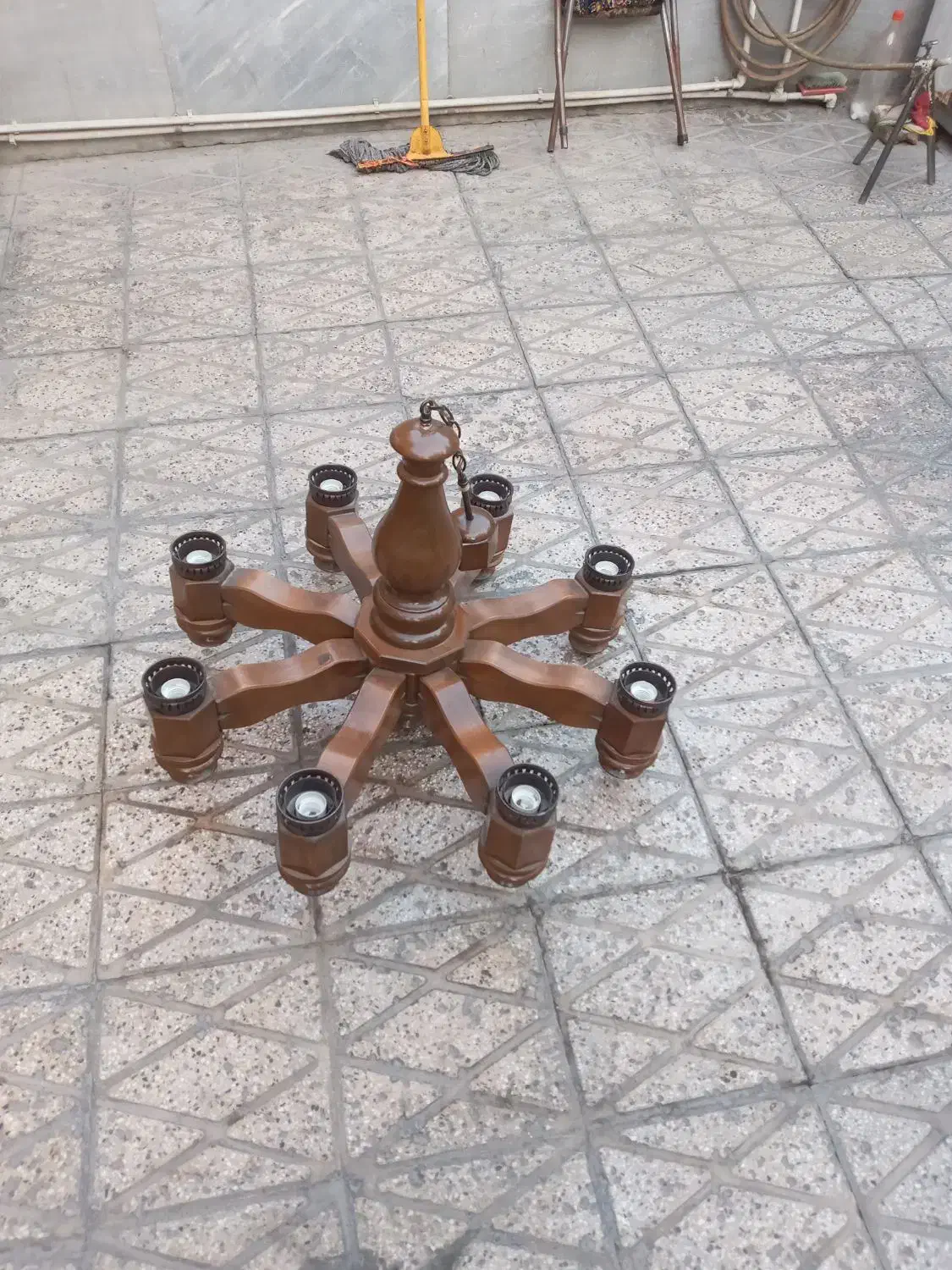 لوستر۸شاخهچوبی|لوستر و چراغ آویز|ری, علایین|دیوار