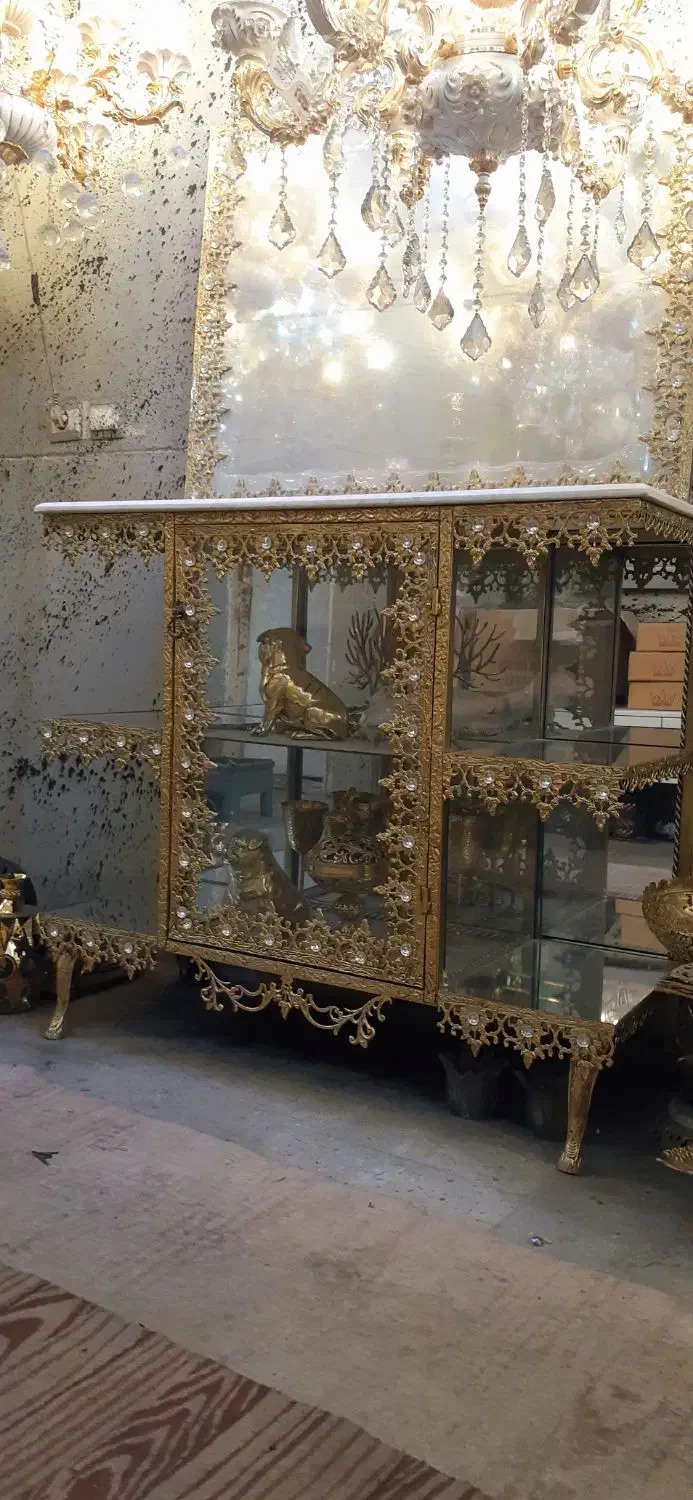 آیینه کنسول برنجی پر کار|بوفه، ویترین، کنسول|فردوسیه, |دیوار