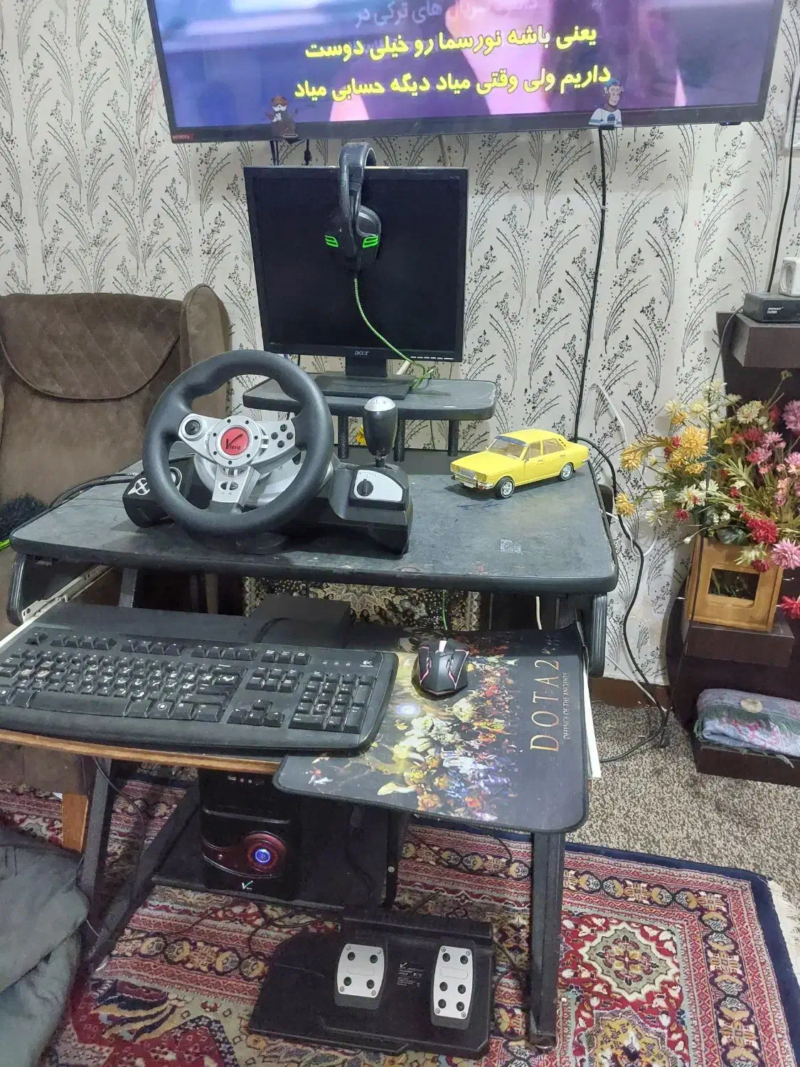 کامپیوتر فوقوالعاده اقتصادی با میز و فرمان و پدال|رایانه رومیزی|اهواز, کوی مهدیس|دیوار