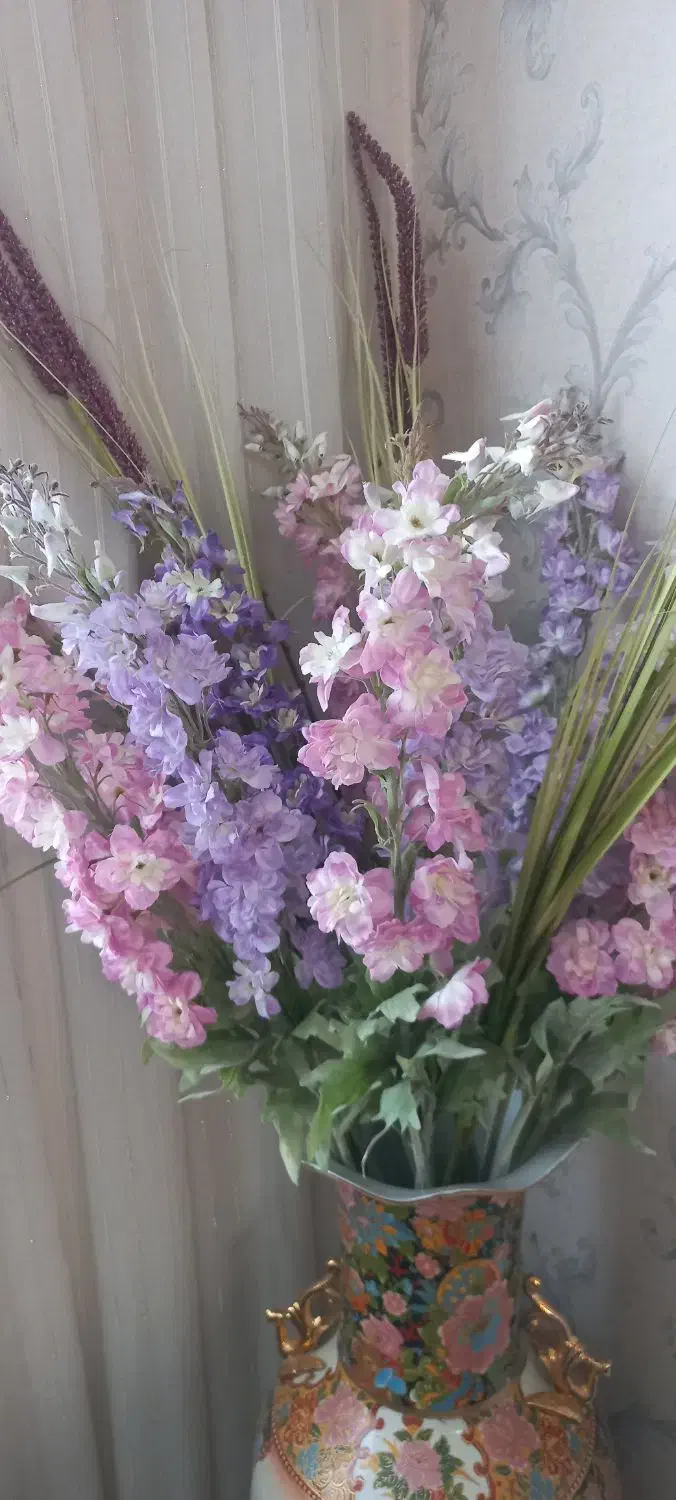 گلدان چینی همراه گل خارجی|گل مصنوعی|ملارد, |دیوار