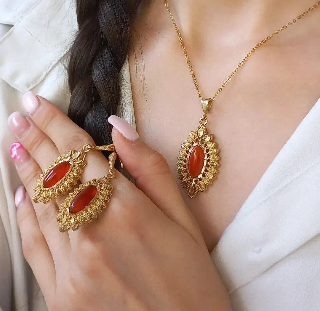 نیم ست عقیق اصلی|زیورآلات و اکسسوری|مبارکه, |دیوار