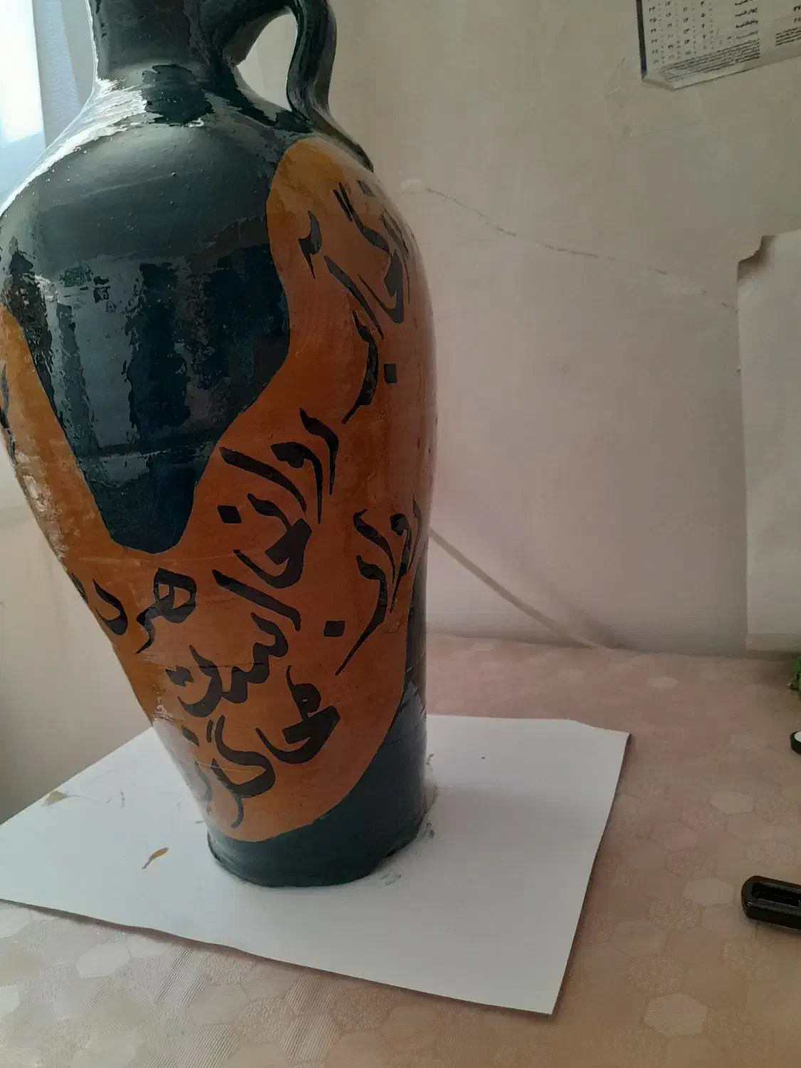 کوزه بزرگ سفالی خطاطی شده.شعر|صنایع دستی و سایر لوازم تزئینی|گرمسار, |دیوار