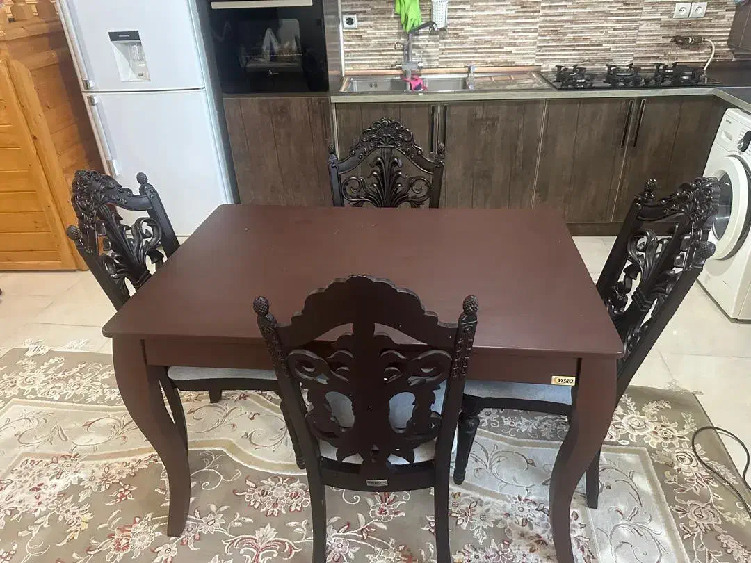 ناهارخوری چهار نفره چوبی|میز و صندلی غذاخوری|شیرود, |دیوار