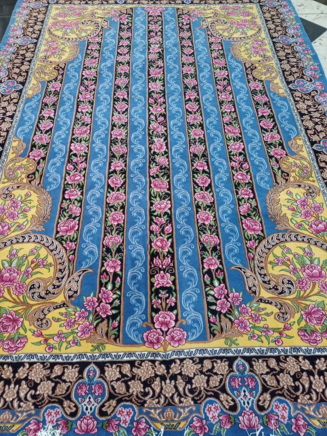 یک جفت ۶متری کرمان بسیار نفیس و جذاب|فرش|اصفهان, نقش جهان|دیوار