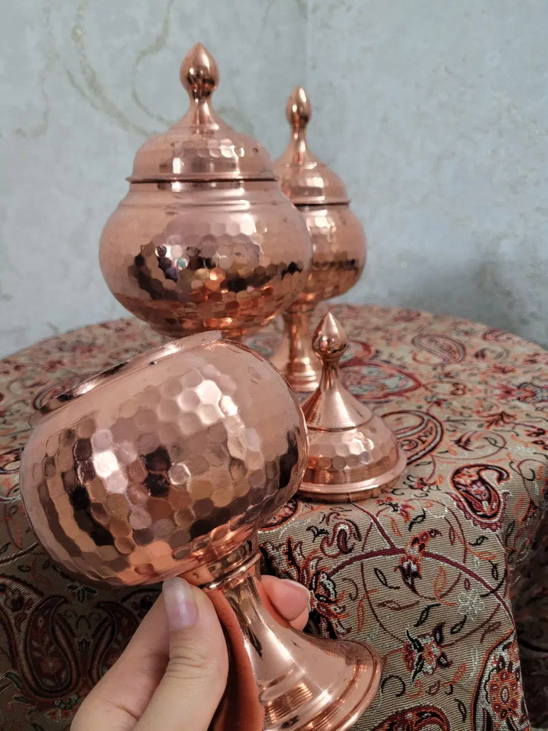 قندان مسی ( نانو مس) سه عددی|ظروف سرو و پذیرایی|تهران, یافت آباد جنوبی|دیوار