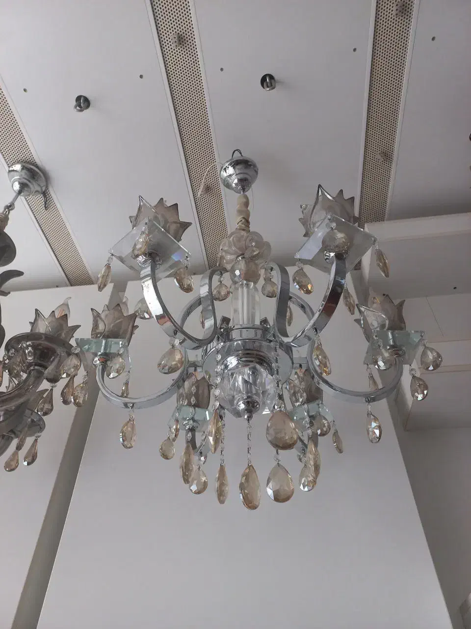 لوستر تمام برنز سنگین آبکاری کروم کریستال آلمان|لوستر و چراغ آویز|ساری, |دیوار