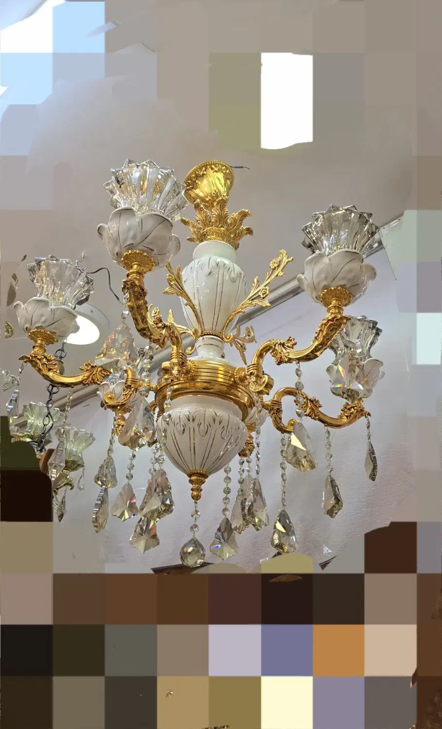 لوستر به روز اصل برنز با آبکاری طلا نو صفر|لوستر و چراغ آویز|خوی, |دیوار