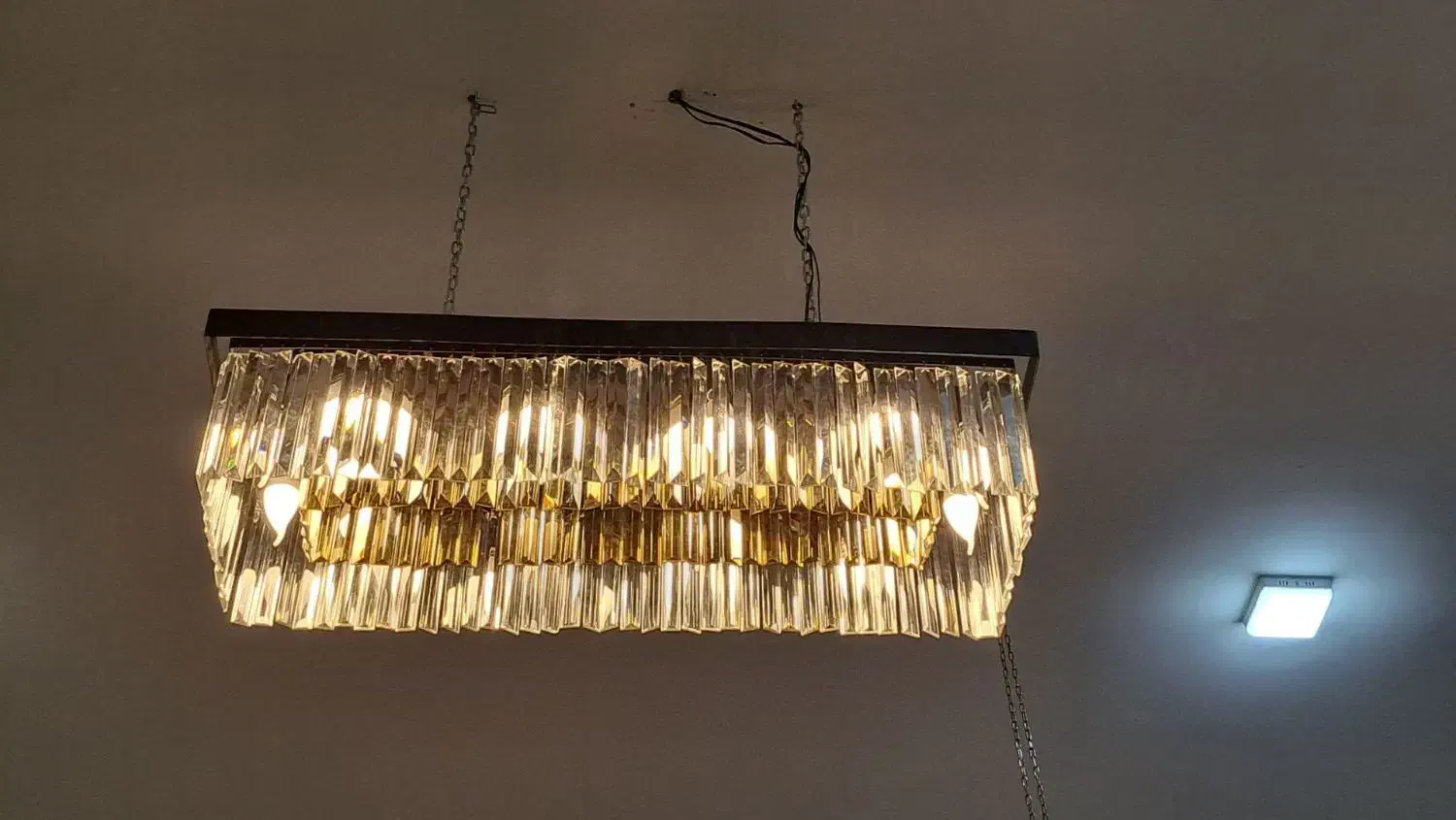 لوستر کریستالی جدید رنگ شاپاینی|لوستر و چراغ آویز|شاندیز, |دیوار