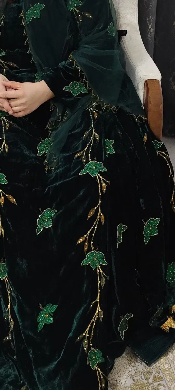 لباس محلی سبز ابریشمی|لباس|دهدشت, |دیوار