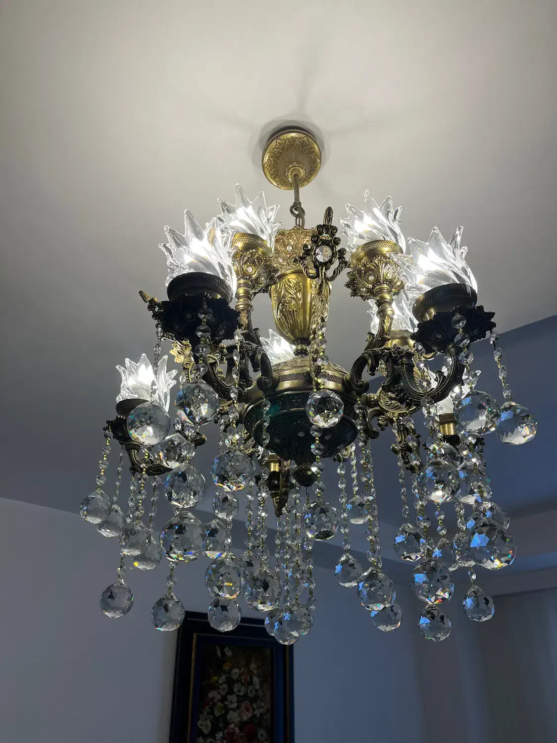 لوستر برنز در حد نو|لوستر و چراغ آویز|قم, باجک دو|دیوار