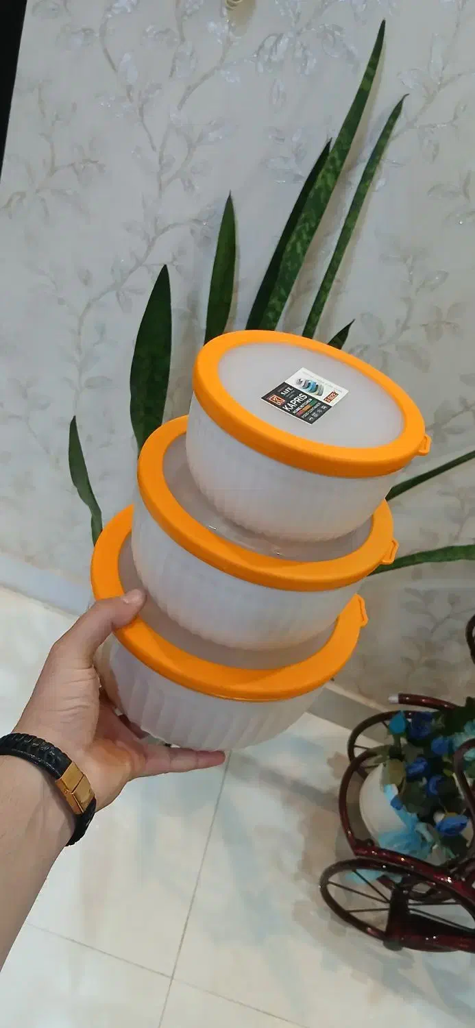 ظرف پلاستیکی 3 عددی درب دار|ظروف نگهدارنده، پلاستیکی، یک‌بارمصرف|الوند, |دیوار