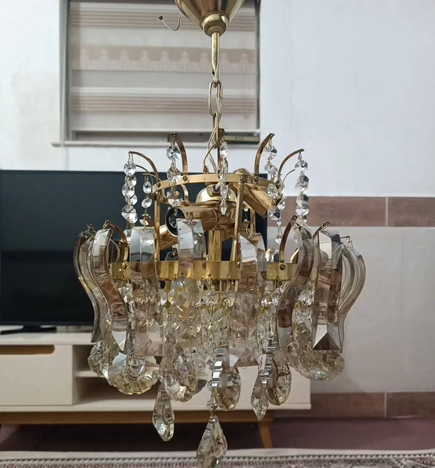 لوستر کریستال و چوبی|لوستر و چراغ آویز|بندر ترکمن, |دیوار