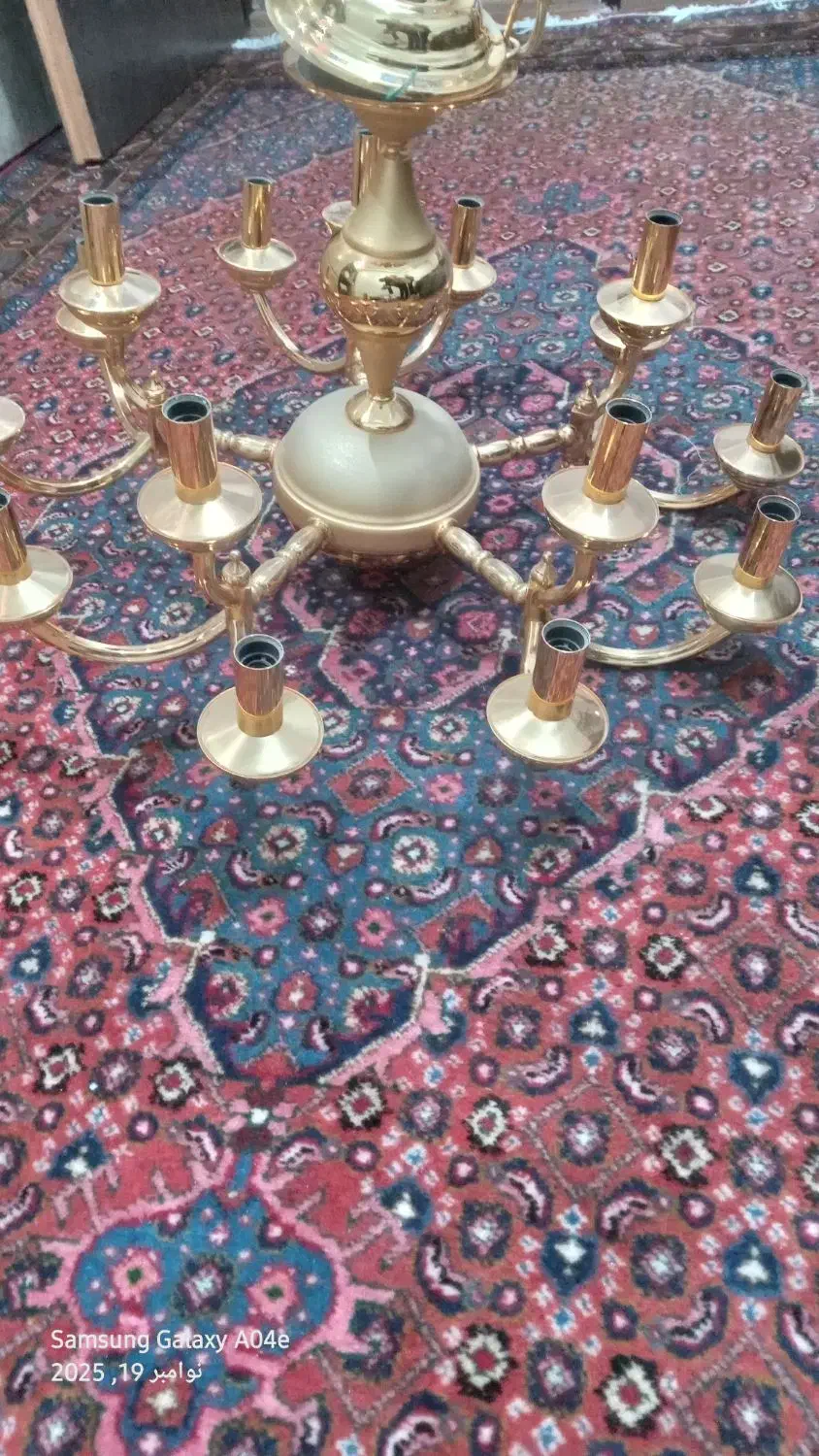 لوستر طلایی ۵ شاخه|لوستر و چراغ آویز|اردبیل, |دیوار