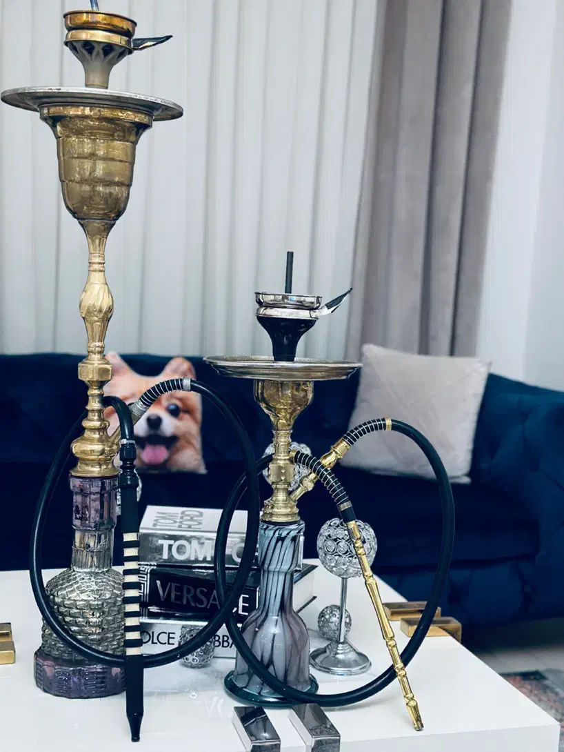 دو‌ عدد قلیون برنجی با متریال درجه ۱ کوچیک و بزرگ|صنایع دستی و سایر لوازم تزئینی|کرج, عظیمیه|دیوار