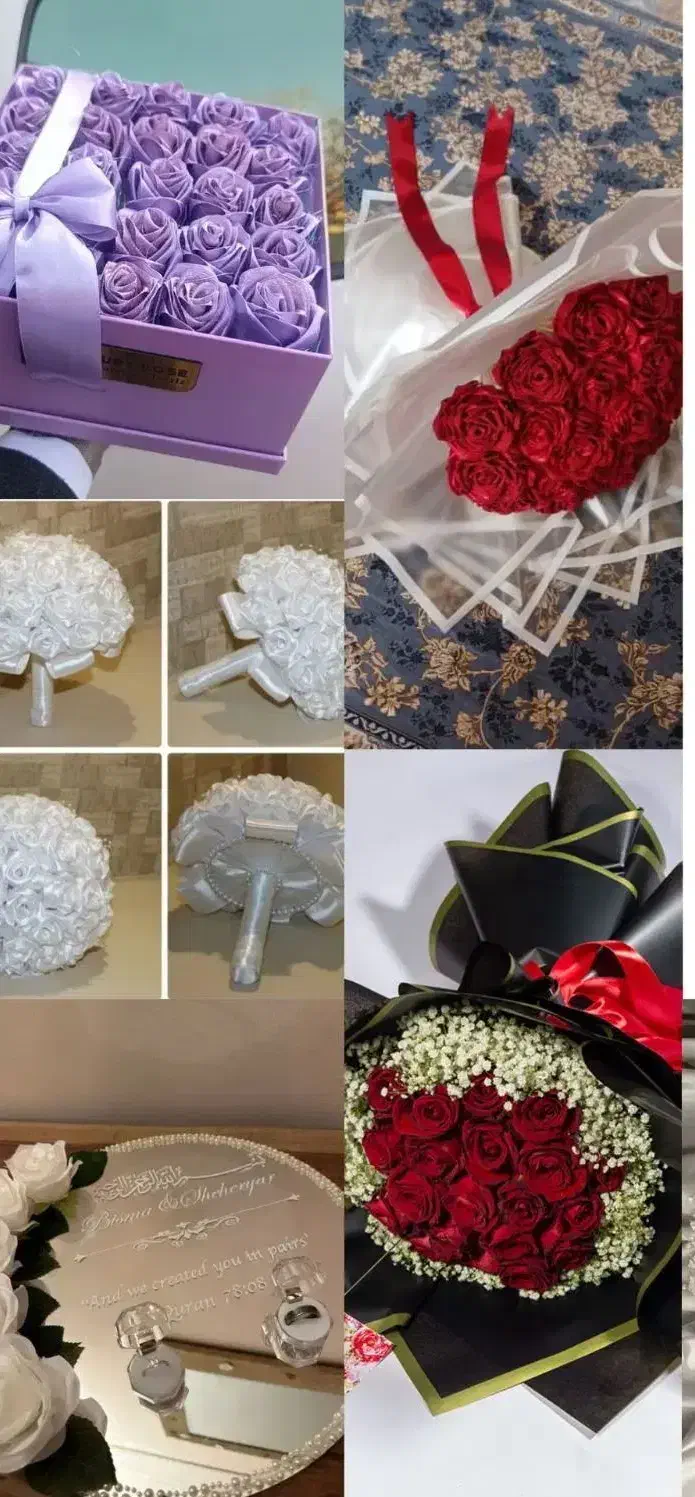 دسته گل و سینی حلقه های نامزدی|گل مصنوعی|اردکان, |دیوار