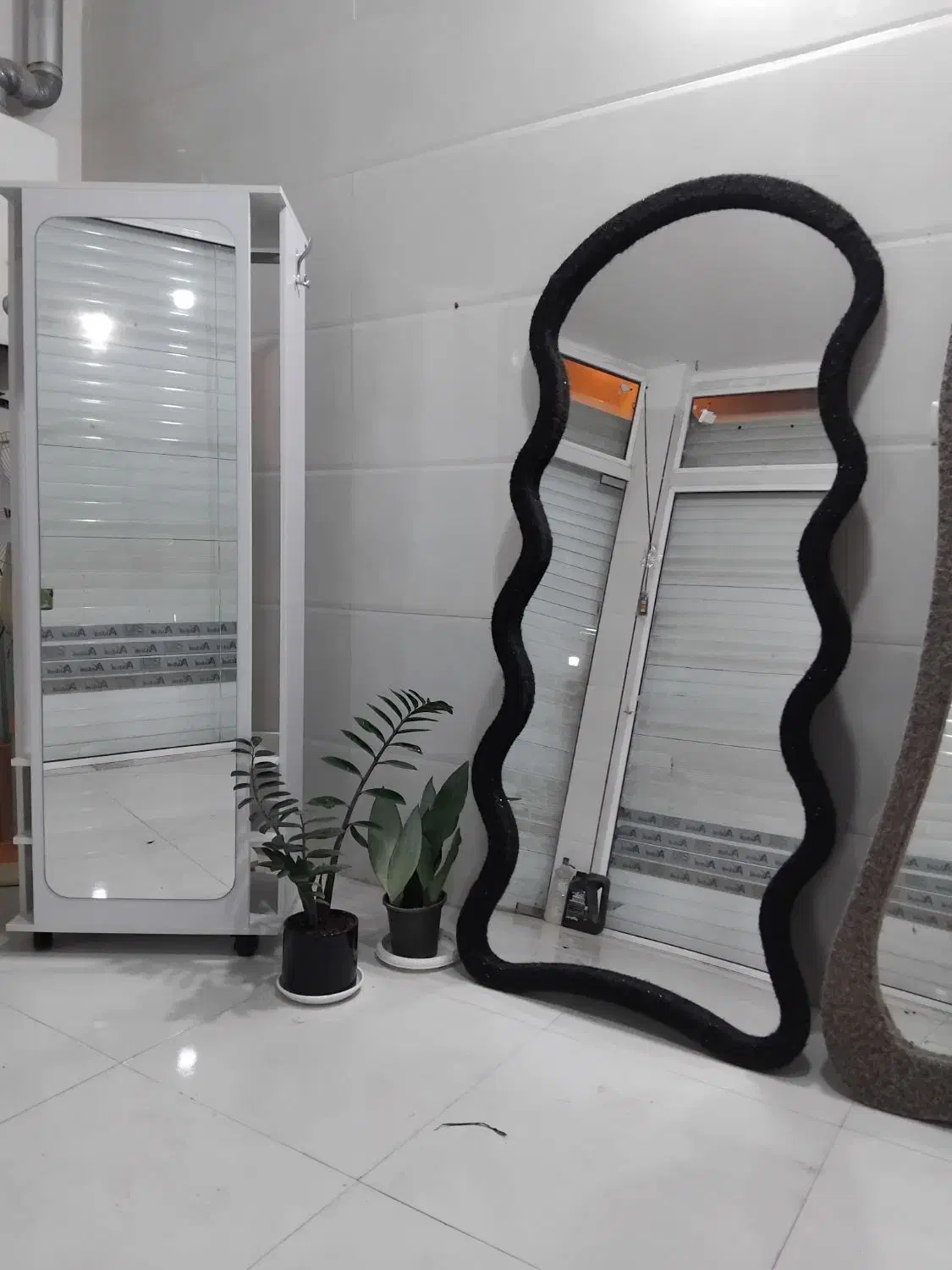 آینه قدی خام و روکش پارچه شاینی|آینه|مشکیندشت, |دیوار