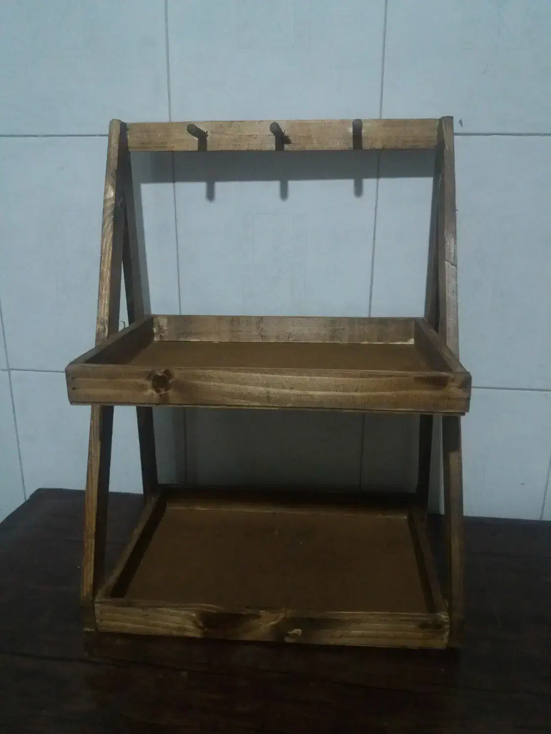 استند کاربردی نظم دهنده اشپزخانه دوطبقه چوبی|آبچکان و نظمدهنده ظروف|تربت جام, بیست متری منبع آب|دیوار