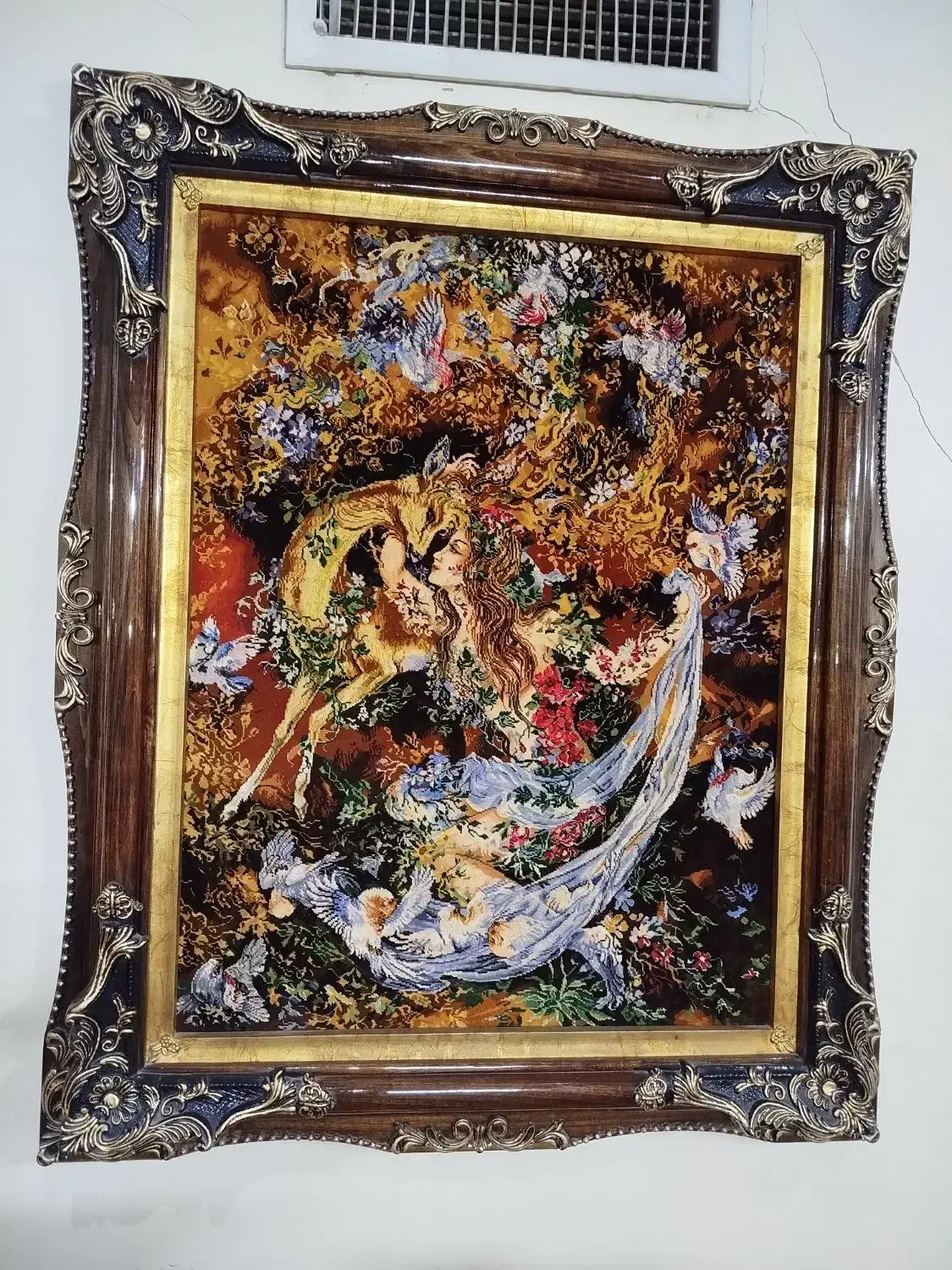 تابلو فرش تبریز دستبافت ابریشم طرح رازو نیاز|تابلو فرش|تهران, مختاری|دیوار