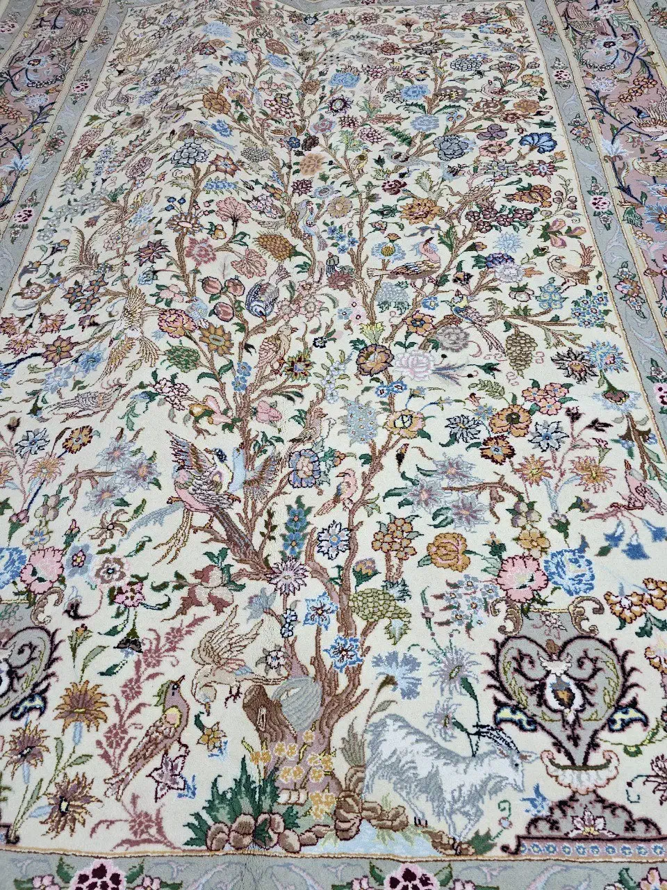 ۹ متری مینیاتوری گل ابریشم|فرش|کاشمر, |دیوار