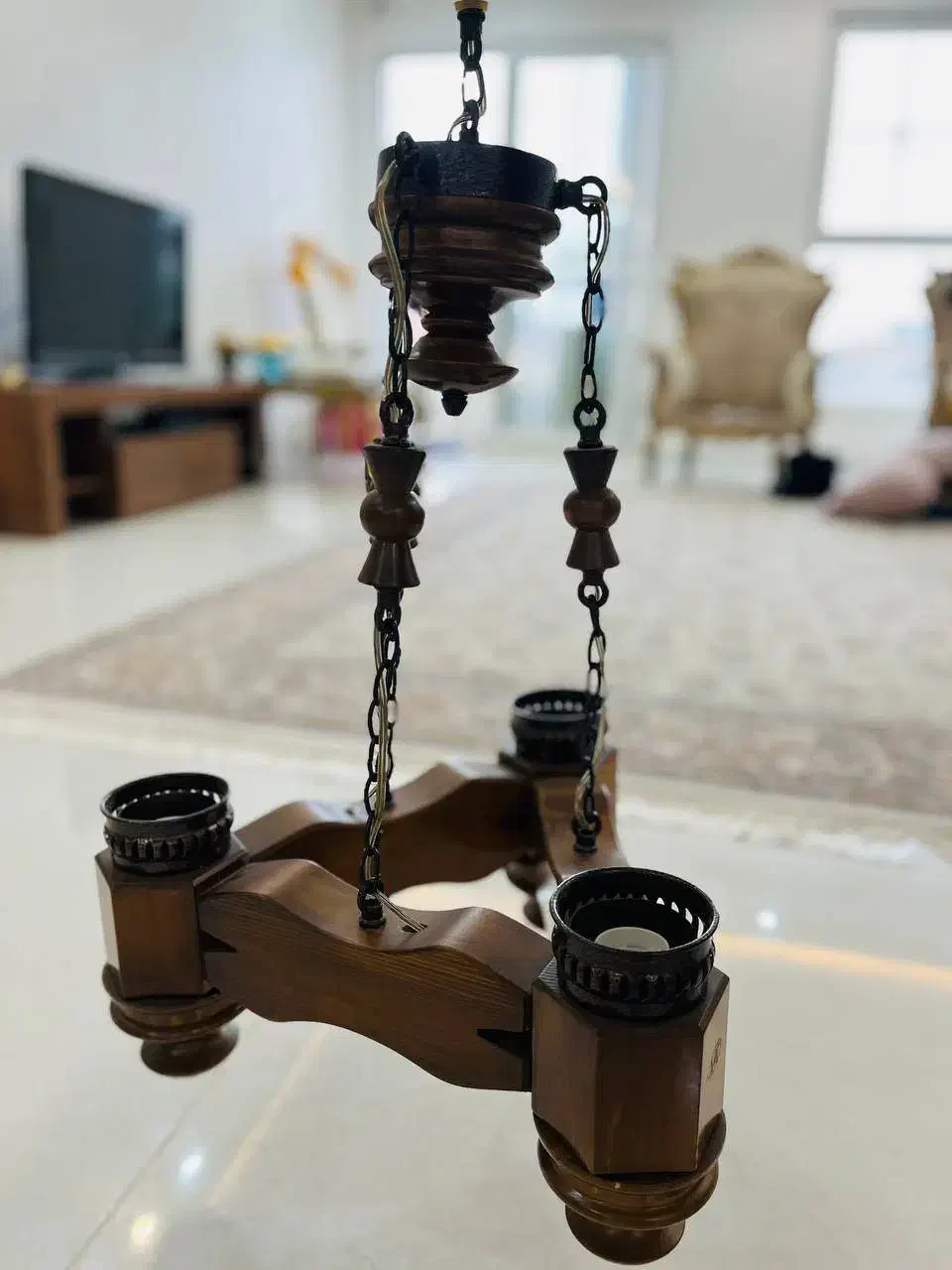 لوستر چوبی|لوستر و چراغ آویز|علی‌آباد کتول, |دیوار