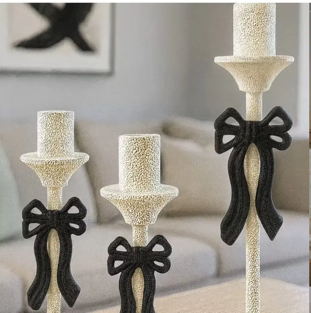 ست شمعدان پاپیونی  تکسچری|صنایع دستی و سایر لوازم تزئینی|بهبهان, |دیوار