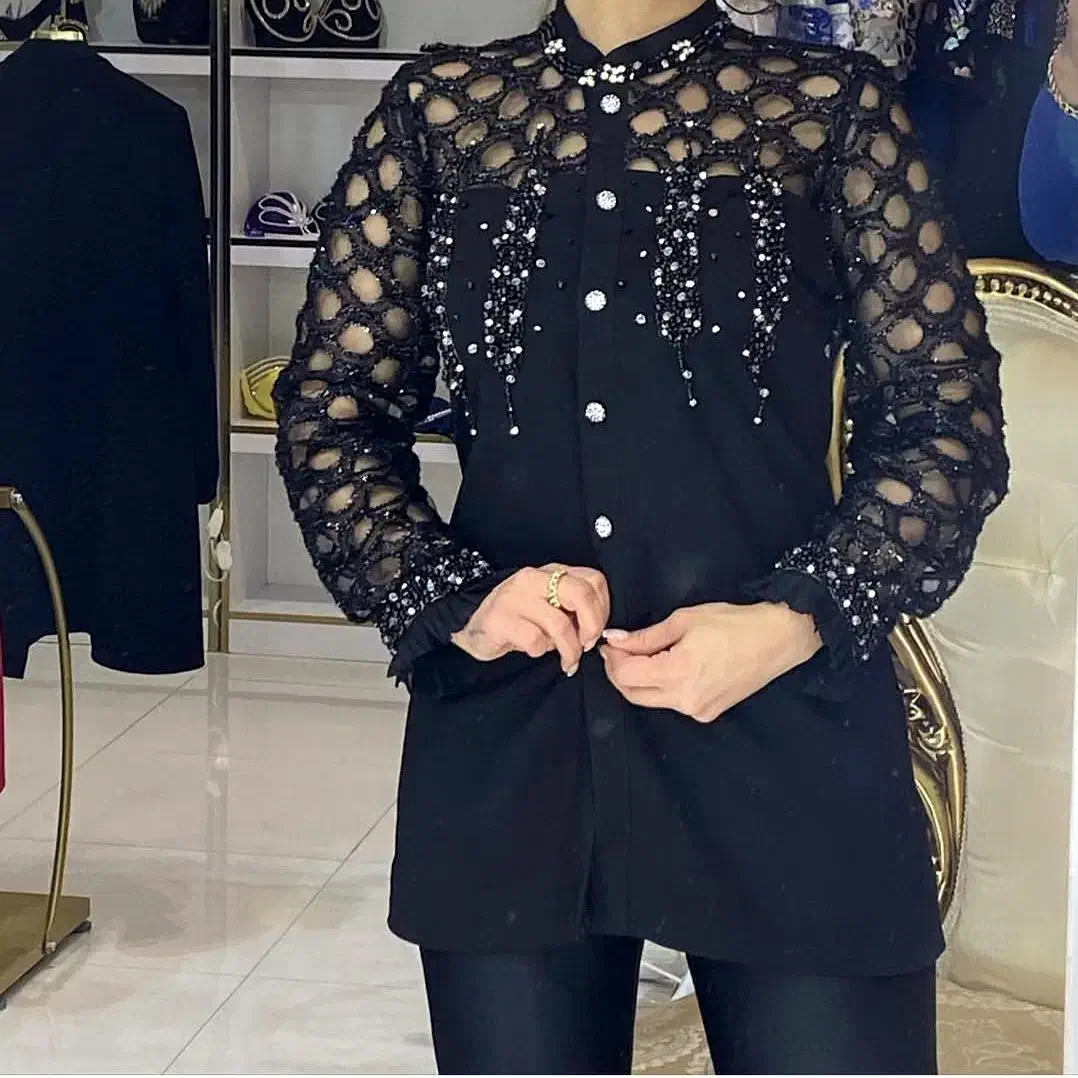 شومیز بلوز مجلسی کارشده مزون دوز|لباس|شاندیز, |دیوار