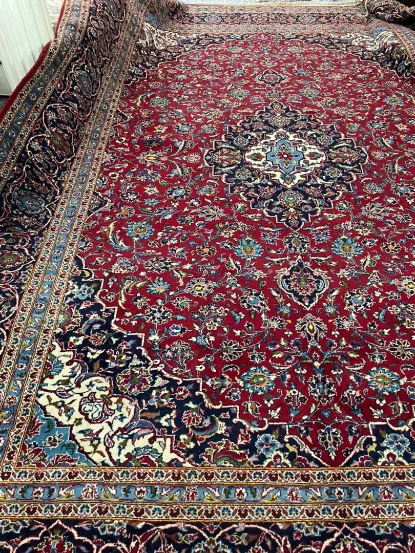 فرش دست بافت کاشان ۱۲ متری زمینه لاکی|فرش|تهران, وحیدیه|دیوار