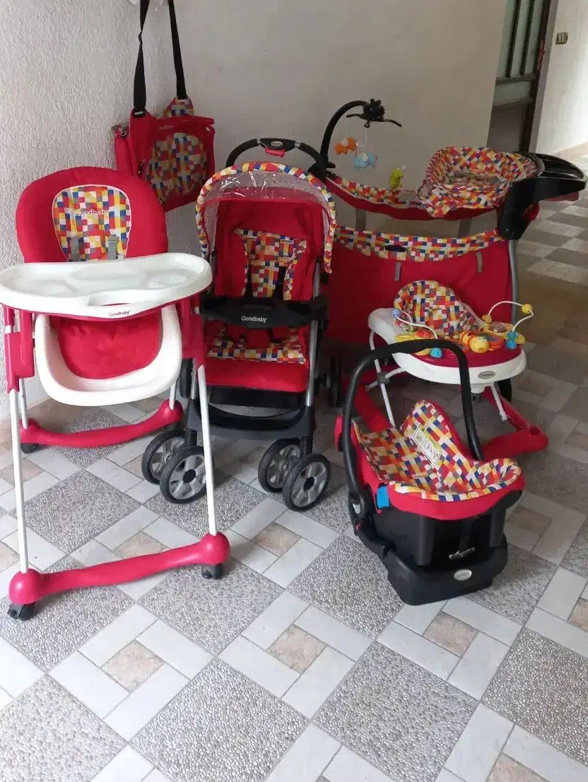 کالسکه ترک مارک good baby به انضمام ۷وسیله جانبی|کالسکه و لوازم جانبی|لاهیجان, امیرشهید|دیوار