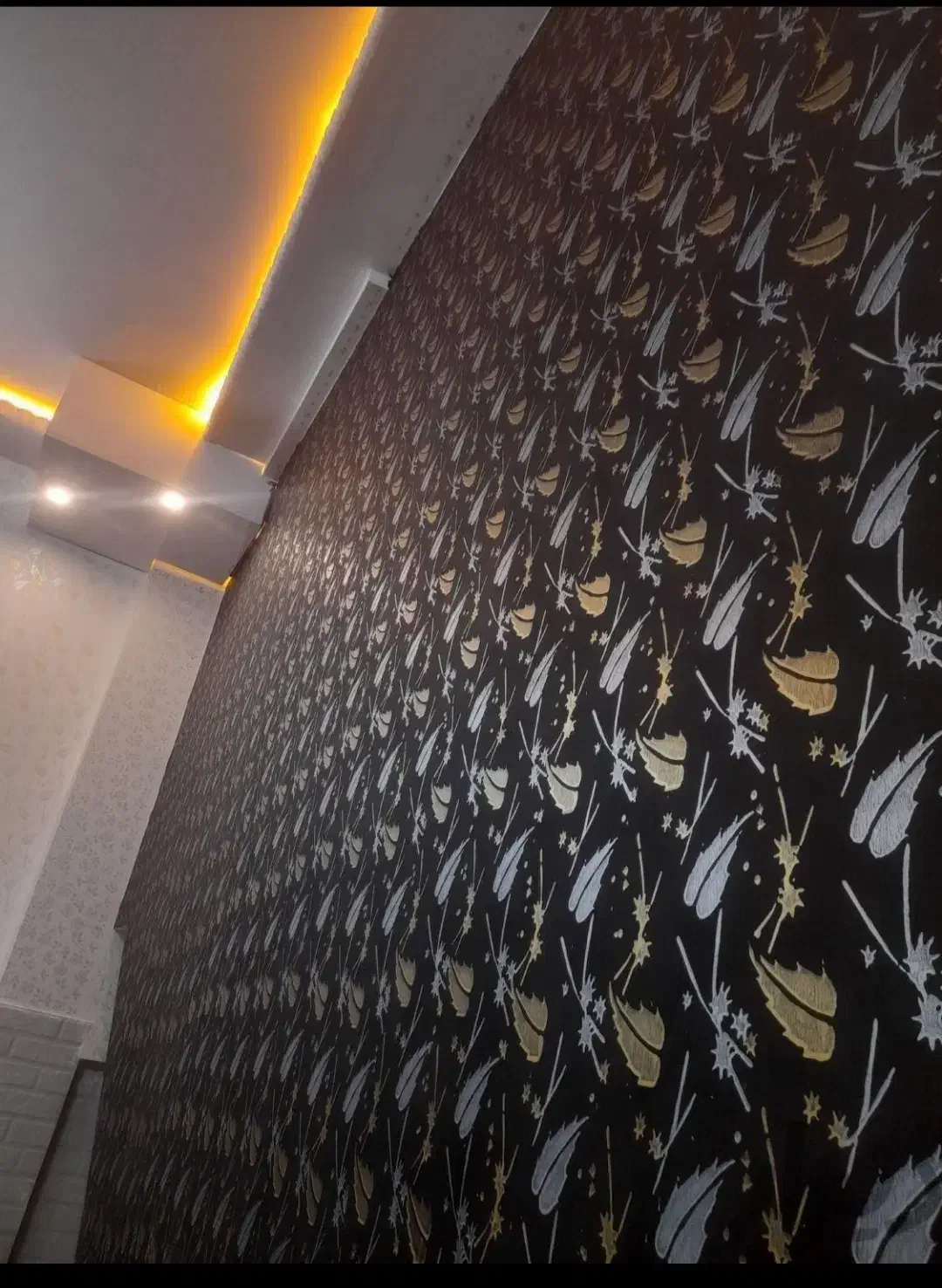 نقاشی ساختمان باطرح کاغذ دیواری|خدمات پیشه و مهارت|سیرجان, |دیوار