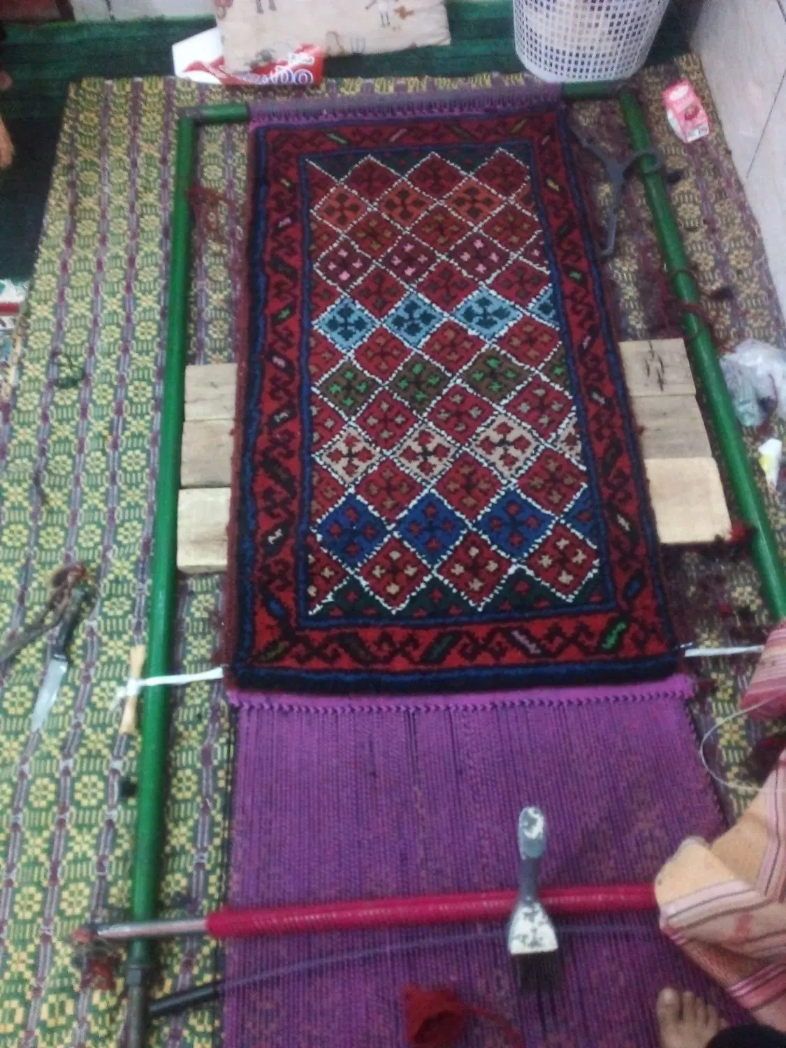 فرش قالیچه پشمی دستباف کادو بیرجندی عشایری|فرش|تهران, آهنگ|دیوار