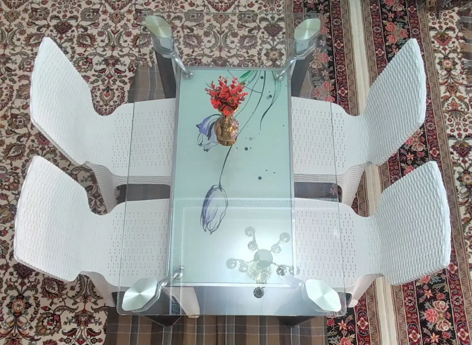 میز 4نفره شیشه ای|میز و صندلی غذاخوری|همدان, |دیوار