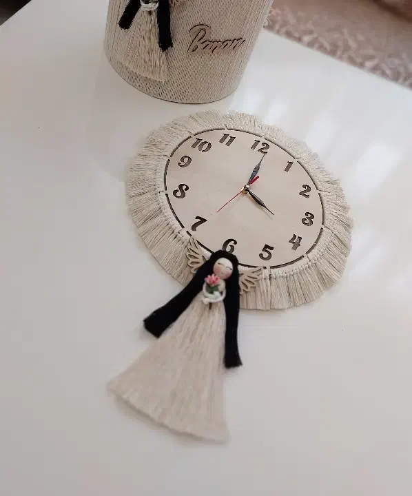 ساعت دیواری مکرومه بافی اتاق کودک|ساعت دیواری و تزئینی|تبریز, |دیوار