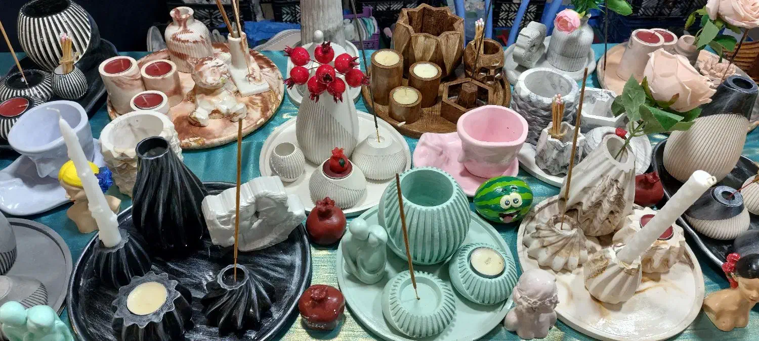 ست های دکوری بتون پلیمری و شمع های یلدایی|صنایع دستی و سایر لوازم تزئینی|بندرعباس, |دیوار