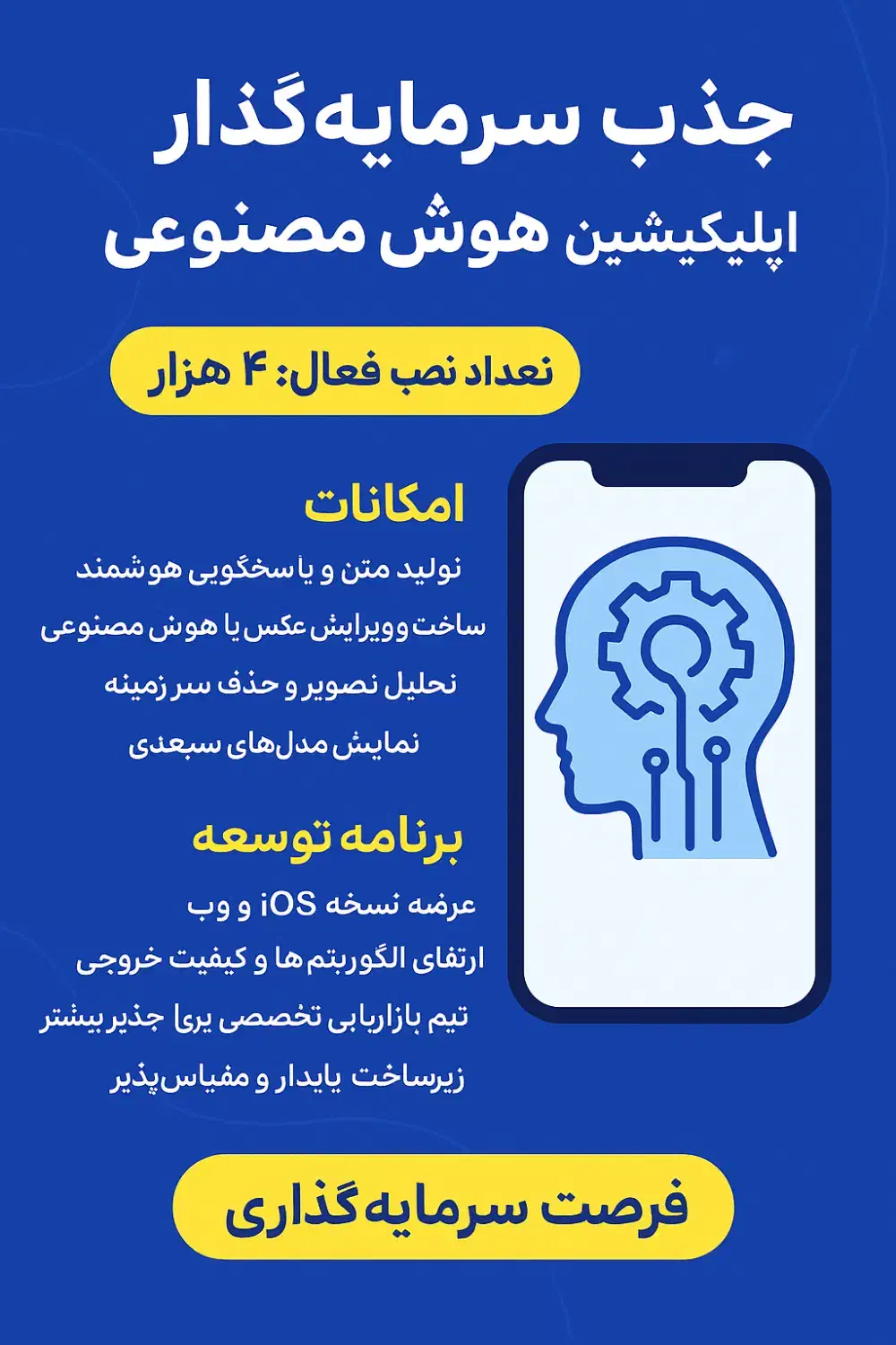 جذب سرمایه‌گذار برای اپلیکیشن هوش مصنوعی|خدمات رایانه‌ای و موبایل|تهران, توحید|دیوار
