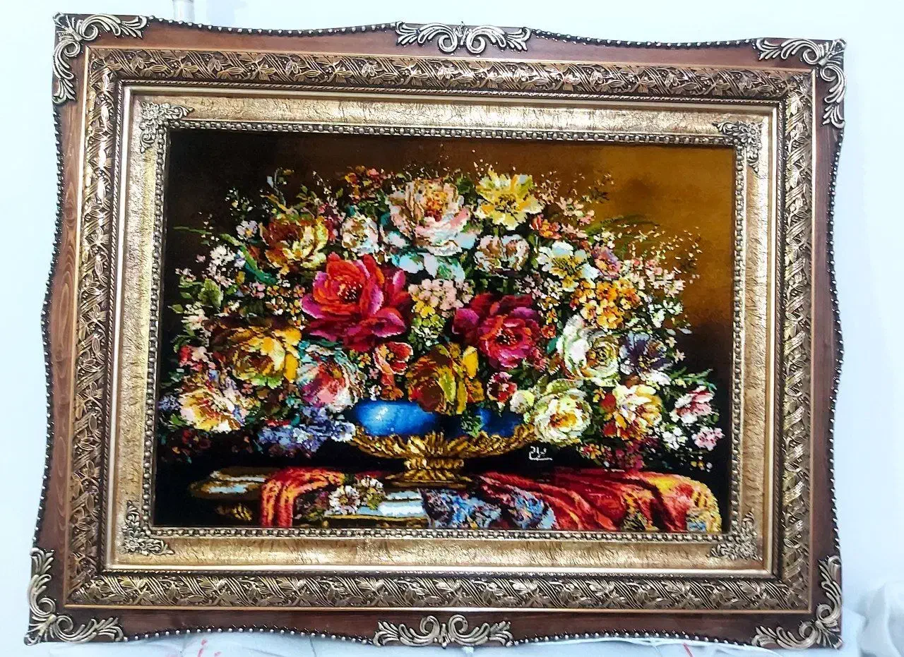 تابلو گل نامزدی کد17 دستبافت و ابریشم دار|تابلو فرش|تبریز, |دیوار