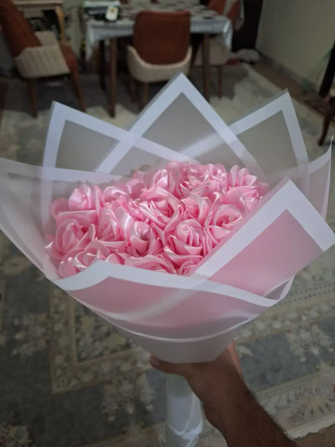 دسته گل ربانی ۲۴ شاخه صورتی|گل مصنوعی|مشهد, سرافرازان|دیوار