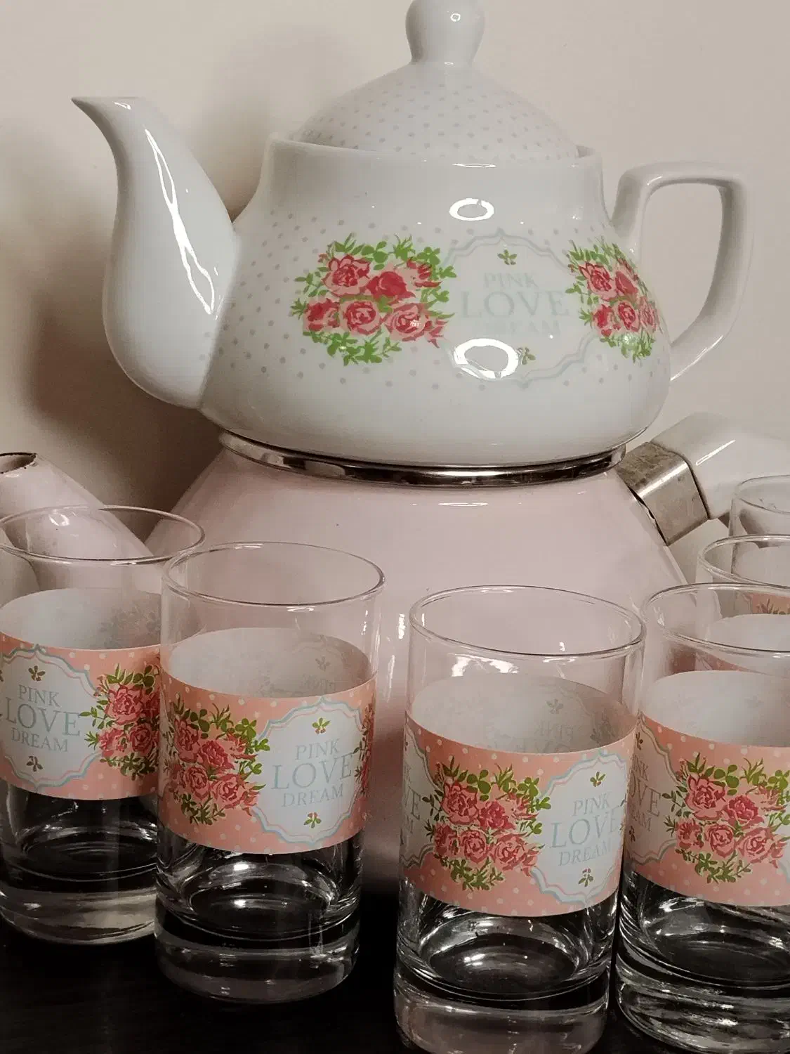 قوری و کتری گل دار فانتزی ترکیه ای|قوری، کتری، قهوه‌ساز دستی|تهران, شهر زیبا|دیوار