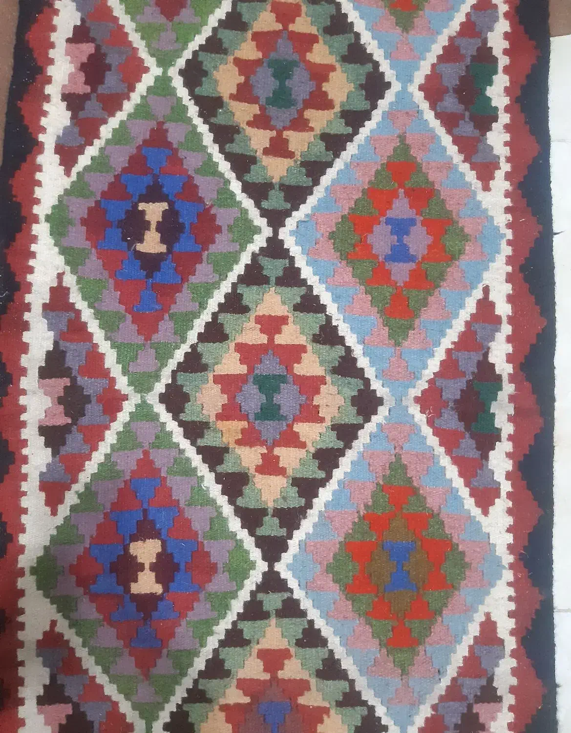 گلیم  دست باف|گلیم، جاجیم، گبه|رشت, ساغری سازان|دیوار