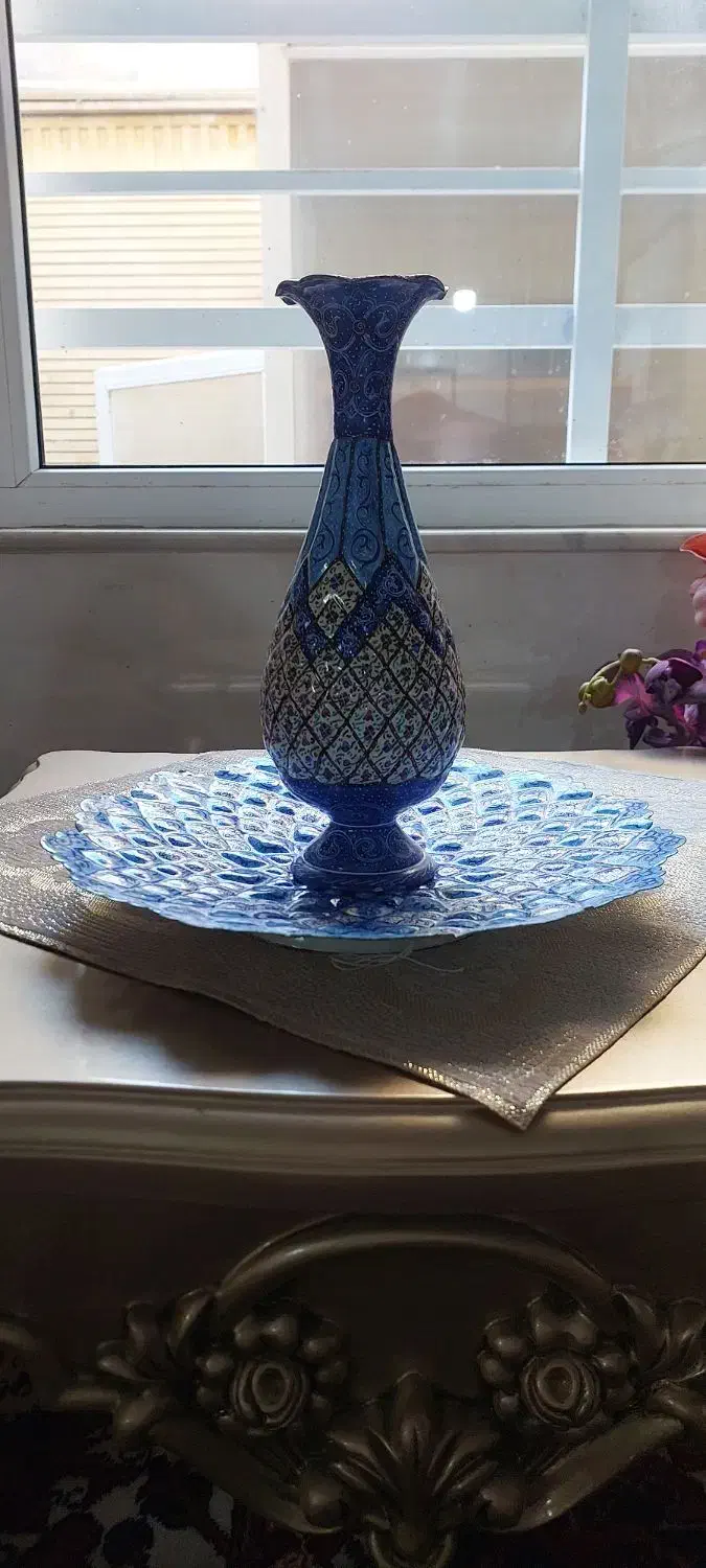 گلدان و بشقاب میناکاری کاردست اصفهان|صنایع دستی و سایر لوازم تزئینی|قم, چهل درخت‎|دیوار
