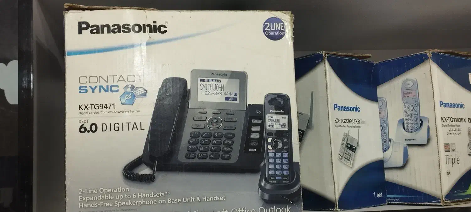 تلفن دوخط بیسیم و سیم دار پاناسونیک|تلفن رومیزی|کاشان, زیارتی|دیوار